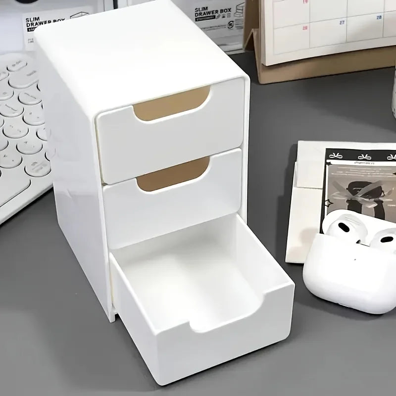 3-Tier Desk Organizer with Drawers – Portable Storage Box for Office Supplies, Jewelry & Cosmetics