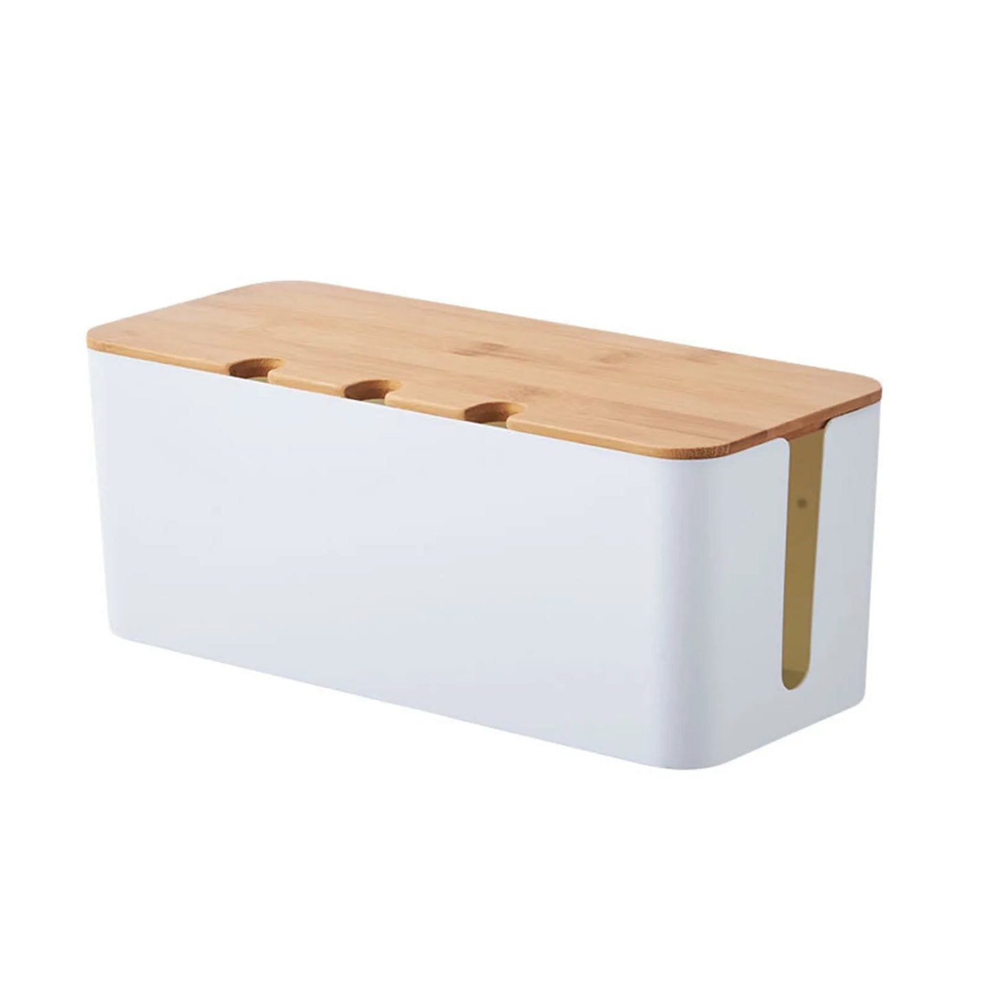 Cable Management Box – Wooden Style Cord Organizer for TV, Computer & Power Strip