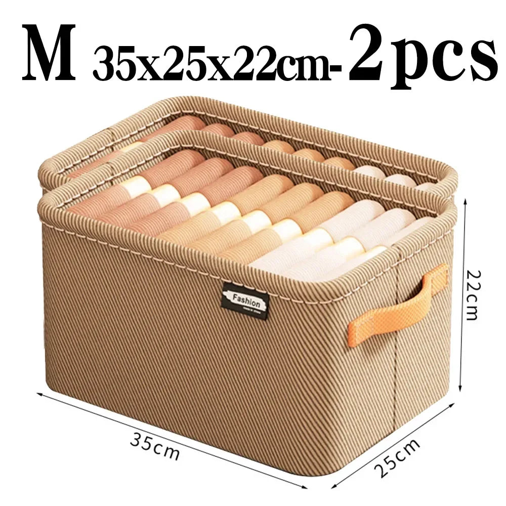 Clothes Storage Organizer Bag – Foldable Non-Woven Wardrobe Box for Pants, Sweaters & Jeans