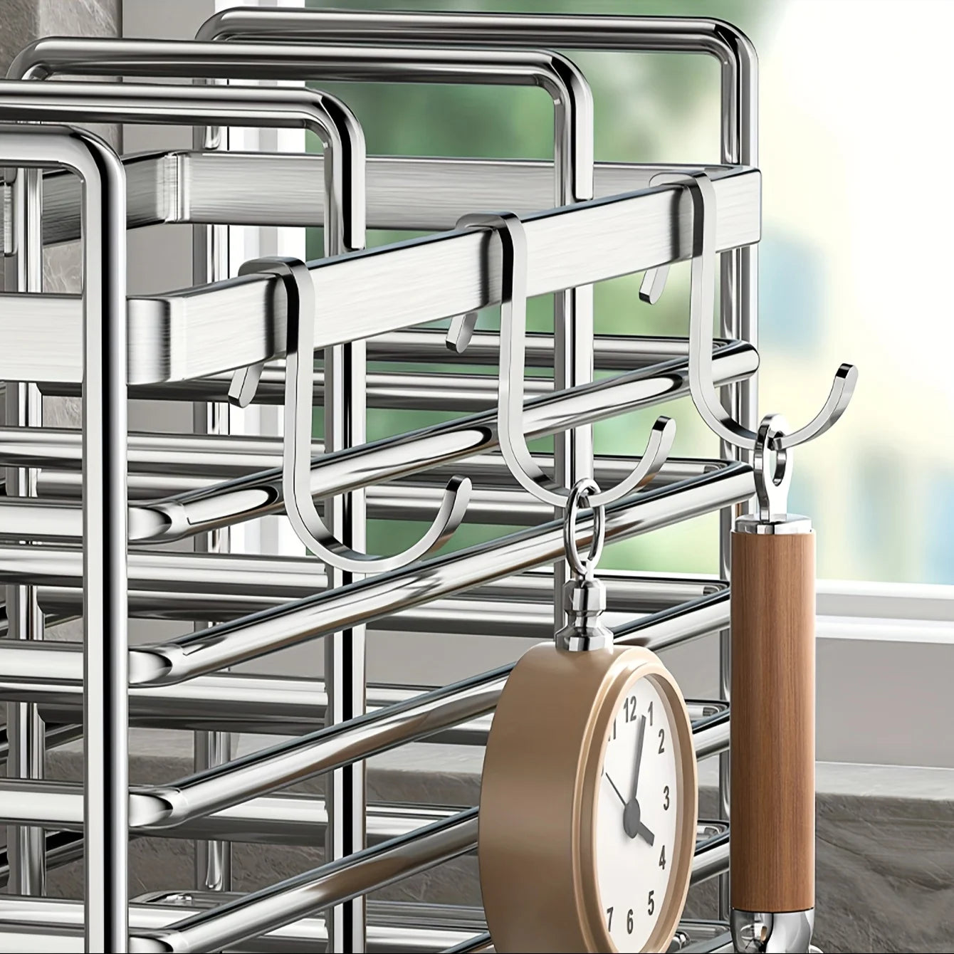 No-Drill Wall-Mounted Utensil Holder – Stainless Steel Kitchen Organizer for Small Spaces