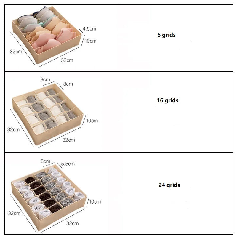 Underwear & Socks Drawer Organizer – Foldable Non-Woven Closet Storage Box for Bras & Underpants