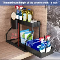 2-Tier Pull Out Under Sink Organizer – Space-Saving Sliding Drawer for Kitchen & Bathroom Cabinet