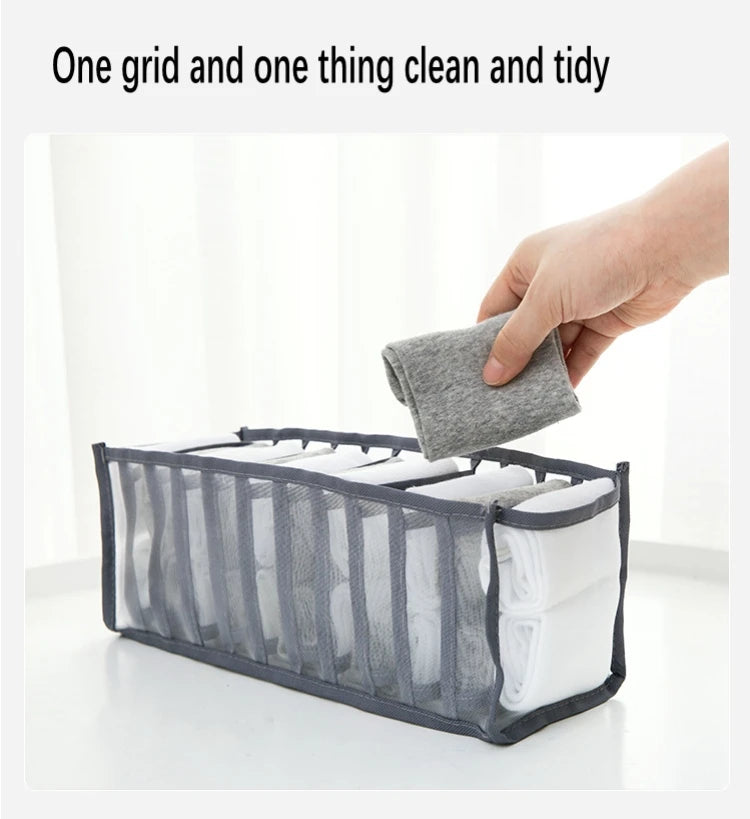 Foldable Underwear & Bra Organizer Box – Plastic Drawer Divider for Closet, Wardrobe & Bedroom Shelf