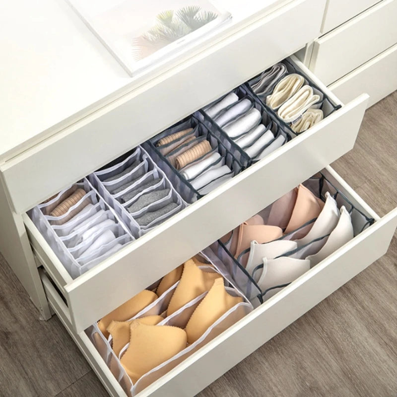 Foldable Underwear & Bra Organizer Box – Plastic Drawer Divider for Closet, Wardrobe & Bedroom Shelf