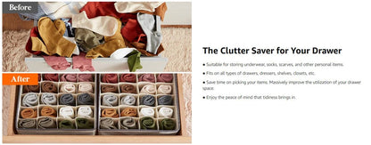 Sock & Underwear Drawer Organizer – Foldable Closet Divider Bins