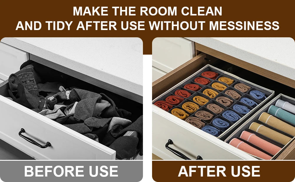 Sock & Underwear Drawer Organizer – Foldable Closet Divider Bins