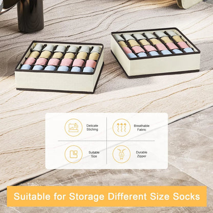 Sock & Underwear Drawer Organizer – Foldable Closet Divider Bins