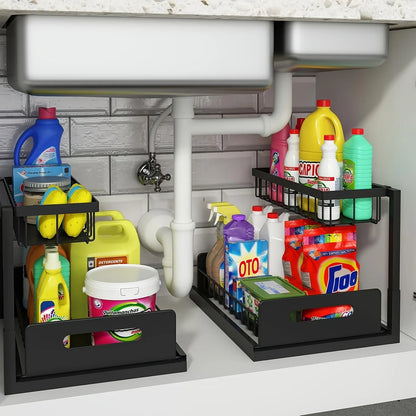 2-Tier Pull Out Under Sink Organizer – Sliding Shelf Cabinet Storage for Kitchen & Bathroom