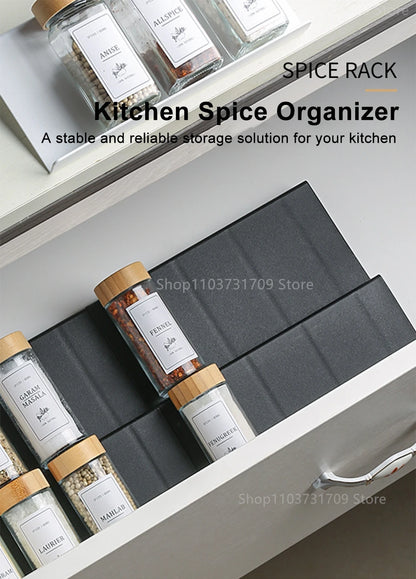 4-Layer Kitchen Spice Drawer Organizer – Adjustable Rack for Spice Jars & Seasoning Bottles