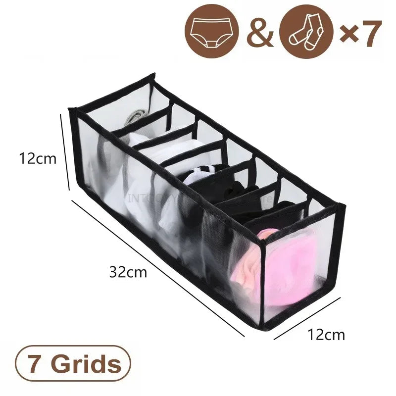 Closet Underwear & Bra Organizer Box – Foldable Non-Woven Drawer Divider for Socks, Ties & Scarves