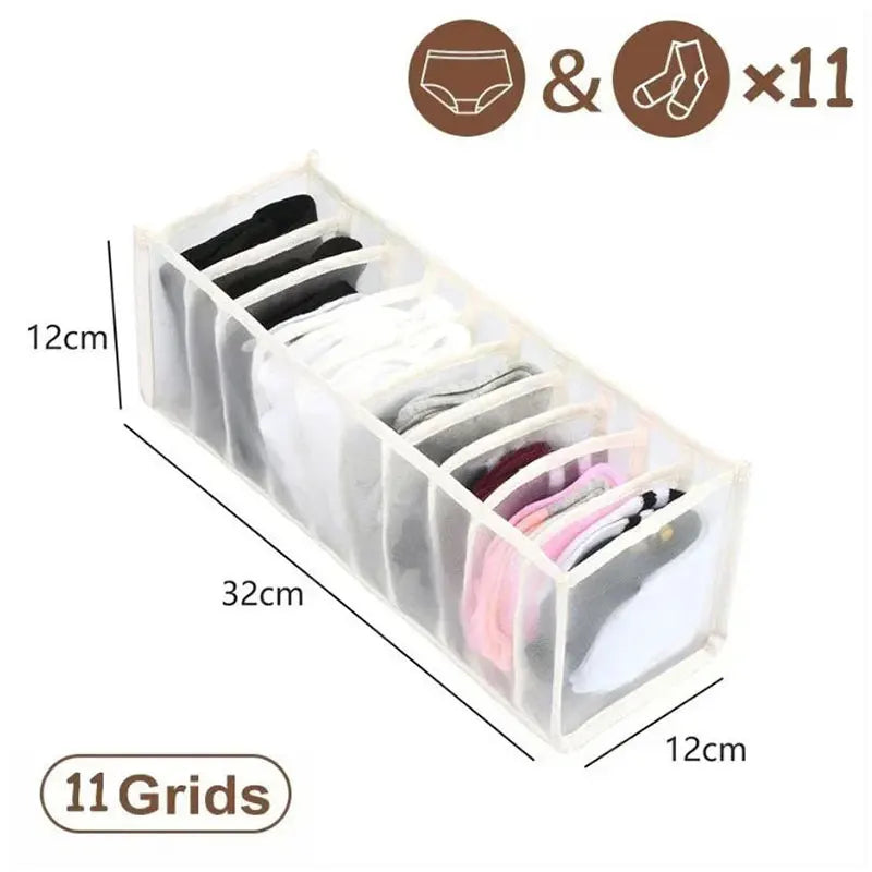 Closet Underwear & Bra Organizer Box – Foldable Non-Woven Drawer Divider for Socks, Ties & Scarves