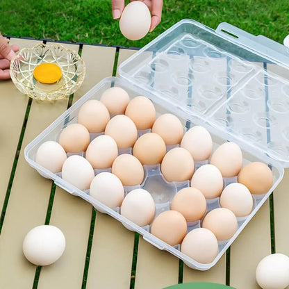 Portable Egg Holder with Lid – Stackable Plastic Egg Tray for Fridge, Camping & Outdoor Use