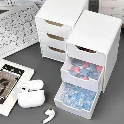 3-Tier Desk Organizer with Drawers – Portable Storage Box for Office Supplies, Jewelry & Cosmetics