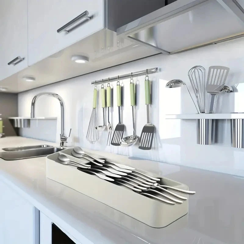 Cutlery Drawer Organizer Tray – Compartmentalized Storage for Forks, Spoons & Knives