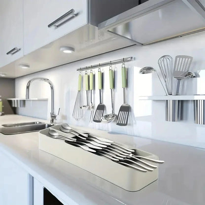 Cutlery Drawer Organizer Tray – Compartmentalized Storage for Forks, Spoons & Knives