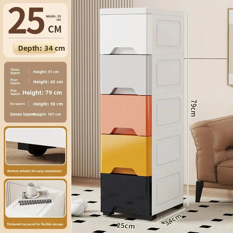 Narrow Stackable Storage Bin – Slim PP Organizer for Kitchen, Bathroom & Closet (3 to 7 Layers)
