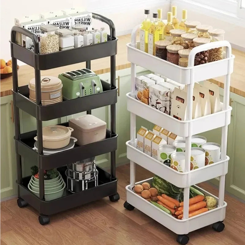 5-Tier Kitchen Storage Shelf – Freestanding Rolling Trolley Rack for Pantry, Snacks & Produce