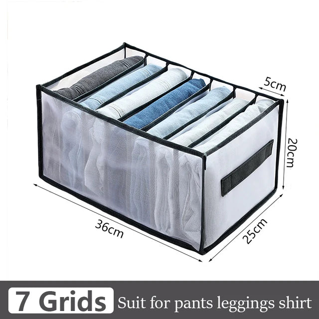Foldable Clothing Drawer Organizer – Multi-Grid Nylon Storage Box for Jeans, Socks, Bras & Ties