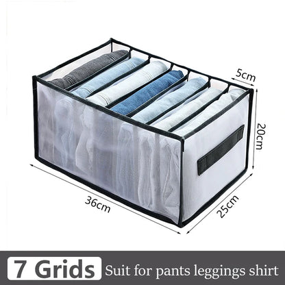 Foldable Clothing Drawer Organizer – Multi-Grid Nylon Storage Box for Jeans, Socks, Bras & Ties