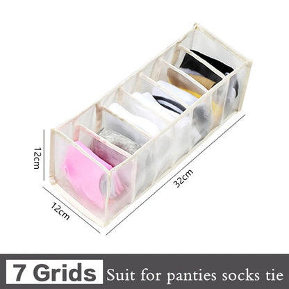 Foldable Clothing Drawer Organizer – Multi-Grid Nylon Storage Box for Jeans, Socks, Bras & Ties