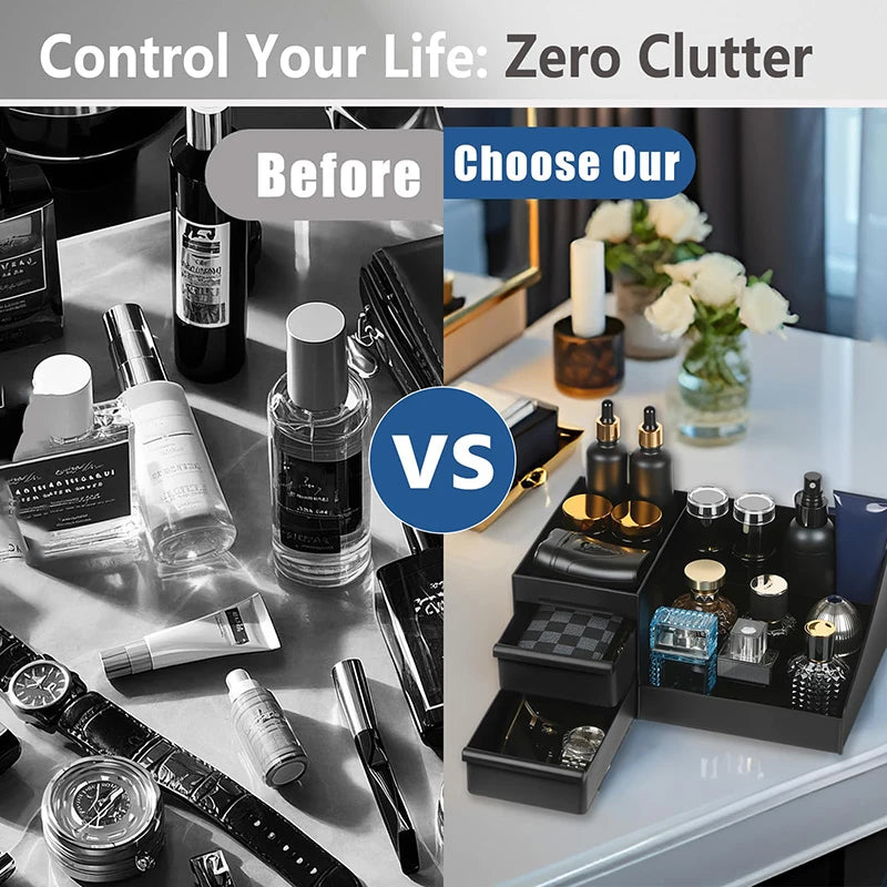 Cologne Organizer For Men – Bathroom Countertop Organizer with Drawers & 7 Compartments