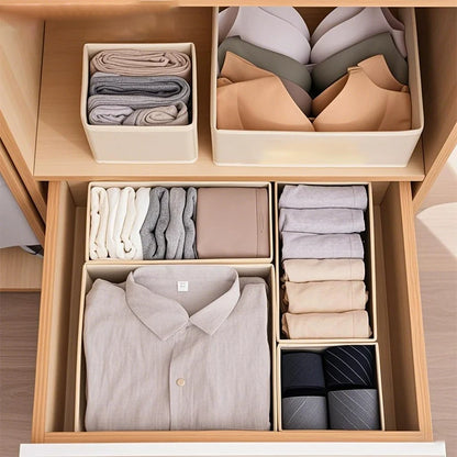 Fabric Drawer Organizer Bins – Foldable Dresser Dividers for Clothing, Socks, Underwear & Ties (3 or 6-Pack)