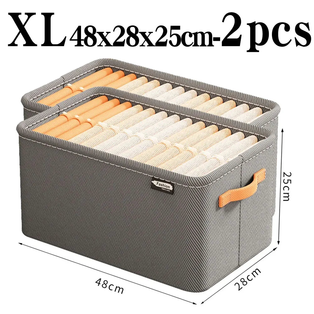 Clothes Storage Organizer Bag – Foldable Non-Woven Wardrobe Box for Pants, Sweaters & Jeans