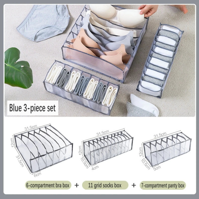 Foldable Underwear & Bra Organizer Box – Plastic Drawer Divider for Closet, Wardrobe & Bedroom Shelf