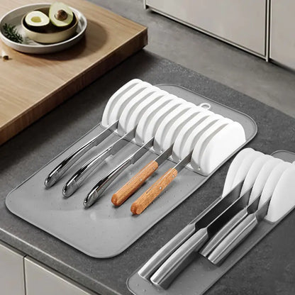 Non-Slip Knife Drawer Organizer Mat – 5 or 11 Slot Kitchen Knife Holder