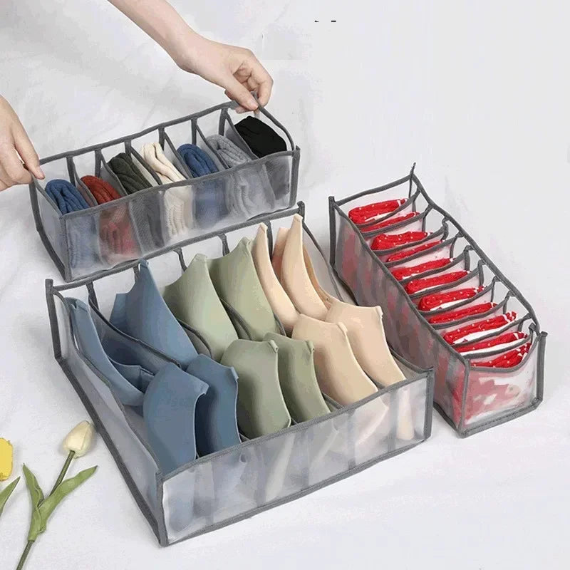 Closet Underwear & Bra Organizer Box – Foldable Non-Woven Drawer Divider for Socks, Ties & Scarves