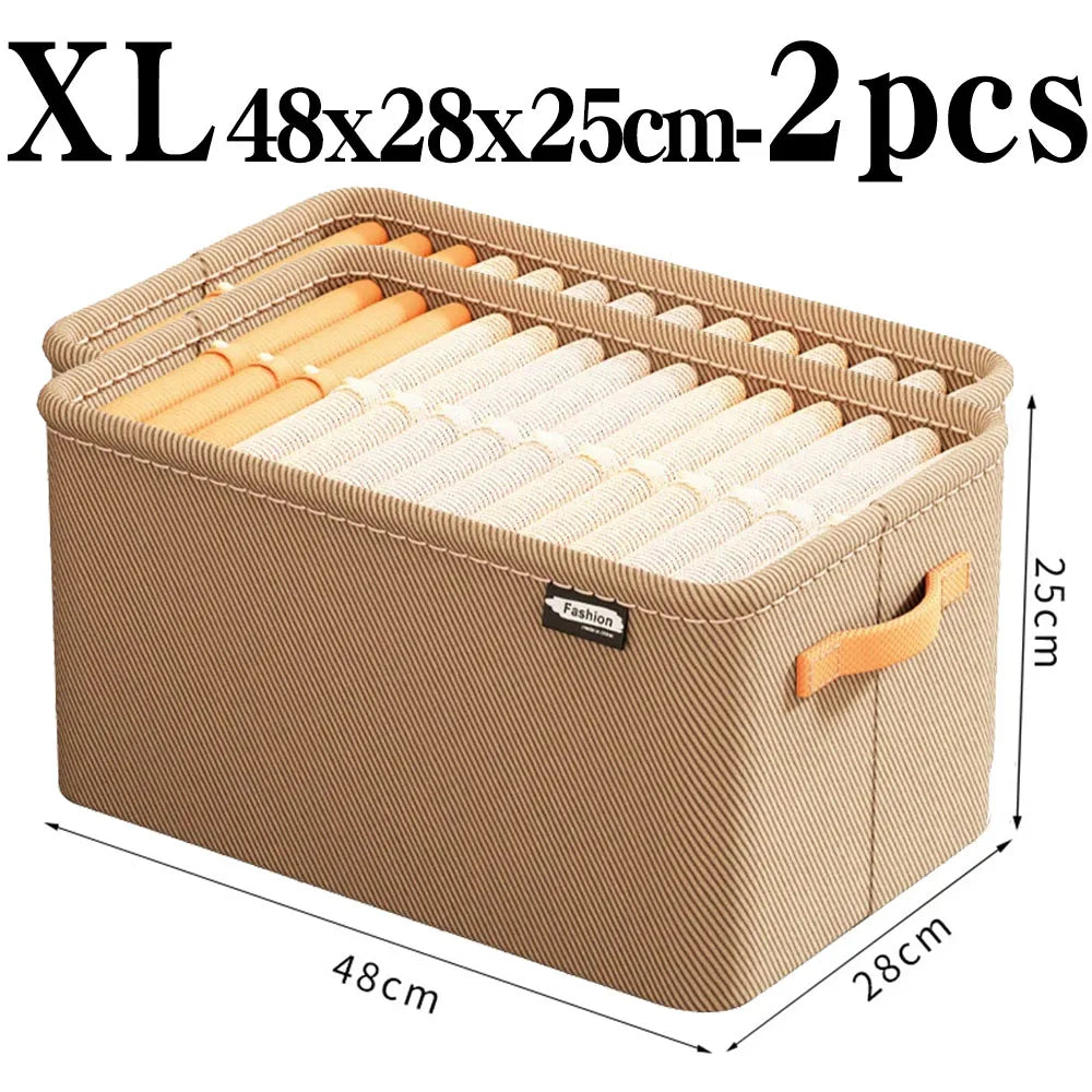Clothes Storage Organizer Bag – Foldable Non-Woven Wardrobe Box for Pants, Sweaters & Jeans