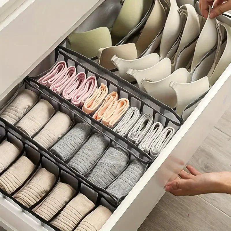 Foldable Closet Organizer Box – 7/9/11 Grid Drawer Storage for Socks, Underwear, Bras & Jeans