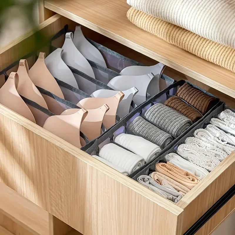 Foldable Closet Organizer Box – 7/9/11 Grid Drawer Storage for Socks, Underwear, Bras & Jeans