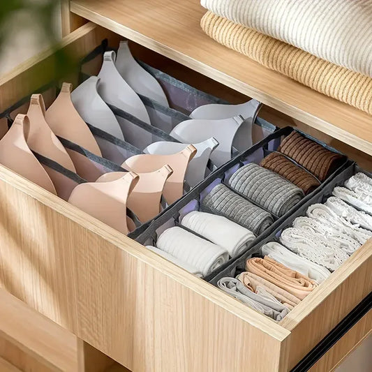 Foldable Closet Organizer Box – 7/9/11 Grid Drawer Storage for Socks, Underwear, Bras & Jeans