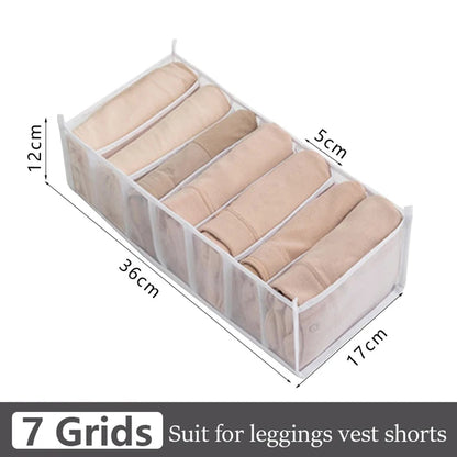 Foldable Clothing Drawer Organizer – Multi-Grid Nylon Storage Box for Jeans, Socks, Bras & Ties