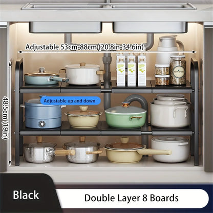 Expandable Under-Sink Cabinet Organizer – Multi-Use Shelf Rack for Kitchen & Bathroom
