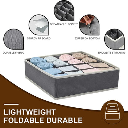 Sock & Underwear Drawer Organizer – Foldable Closet Divider Bins
