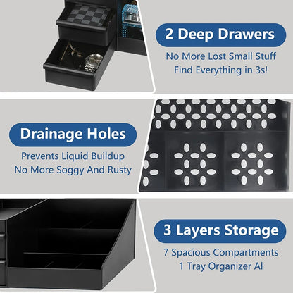 Cologne Organizer For Men – Bathroom Countertop Organizer with Drawers & 7 Compartments