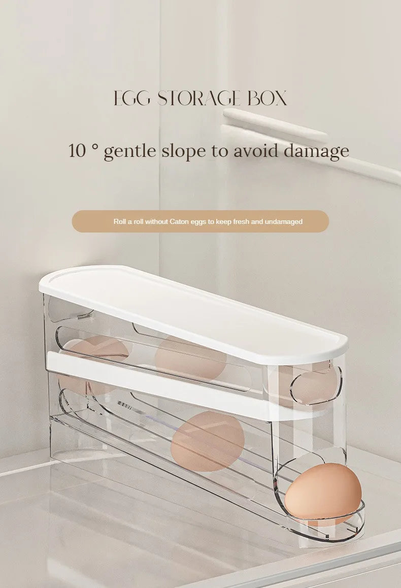 Automatic Rolling Egg Dispenser – 2-Tier Fridge Egg Holder Rack & Organizer