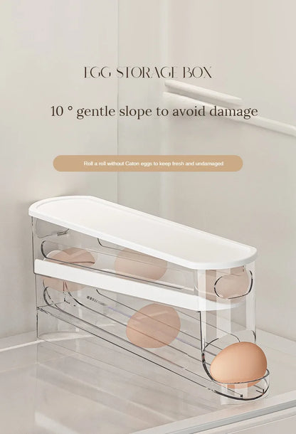 Automatic Rolling Egg Dispenser – 2-Tier Fridge Egg Holder Rack & Organizer