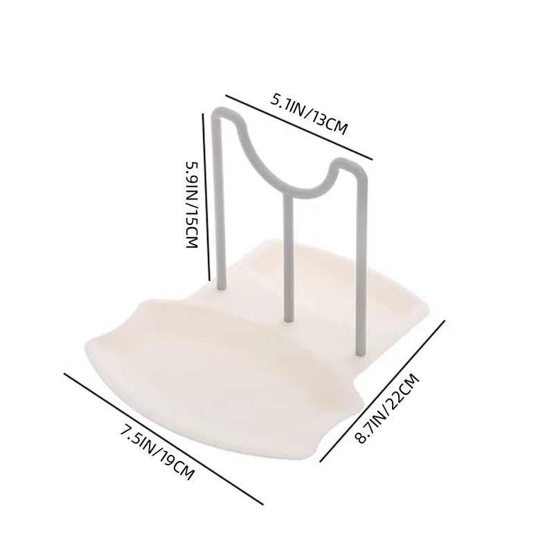 Countertop Pot Lid & Pan Organizer Rack – No-Drill Drying Stand with Spoon Rest