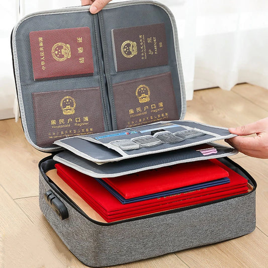 Document Organizer Briefcase – 3-Layer File & Passport Holder with Code Lock