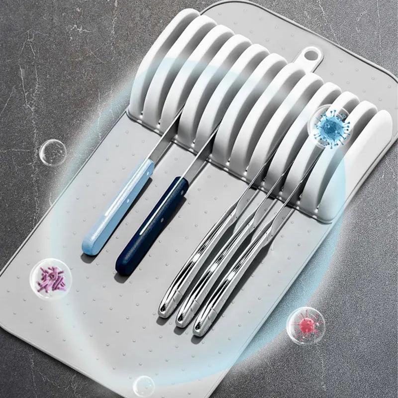 Non-Slip Knife Drawer Organizer Mat – 5 or 11 Slot Kitchen Knife Holder