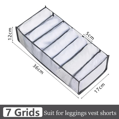Foldable Clothing Drawer Organizer – Multi-Grid Nylon Storage Box for Jeans, Socks, Bras & Ties