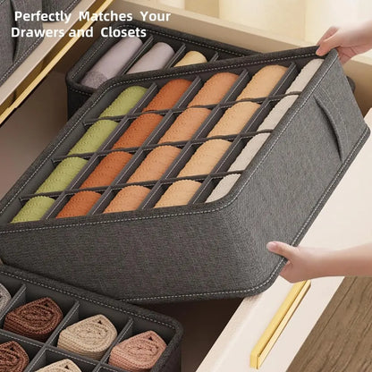 Foldable Closet Underwear Organizer Box – Non-Woven Fabric Drawer Storage for Socks, Ties & Belts