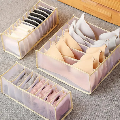 Foldable Closet Organizer Box – 7/9/11 Grid Drawer Storage for Socks, Underwear, Bras & Jeans