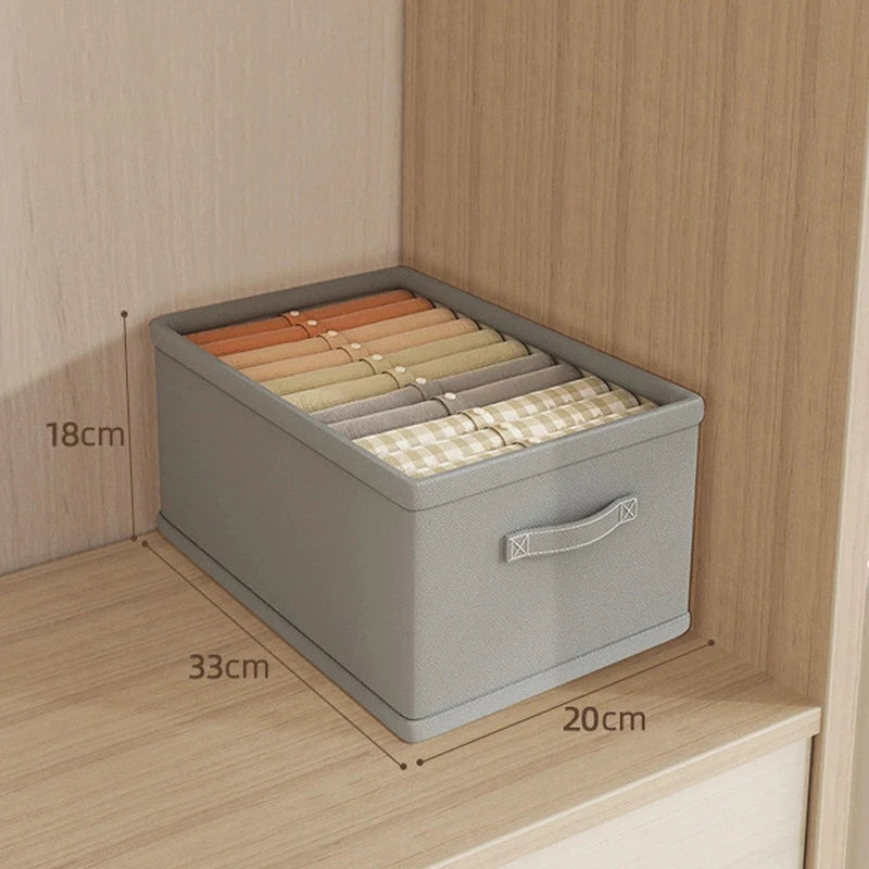 Wardrobe Clothes Organizer Box – Fabric Compartment Storage for Jeans, Trousers, Underwear & Socks