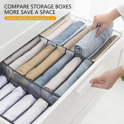 Foldable Clothing Drawer Organizer – Multi-Grid Nylon Storage Box for Jeans, Socks, Bras & Ties