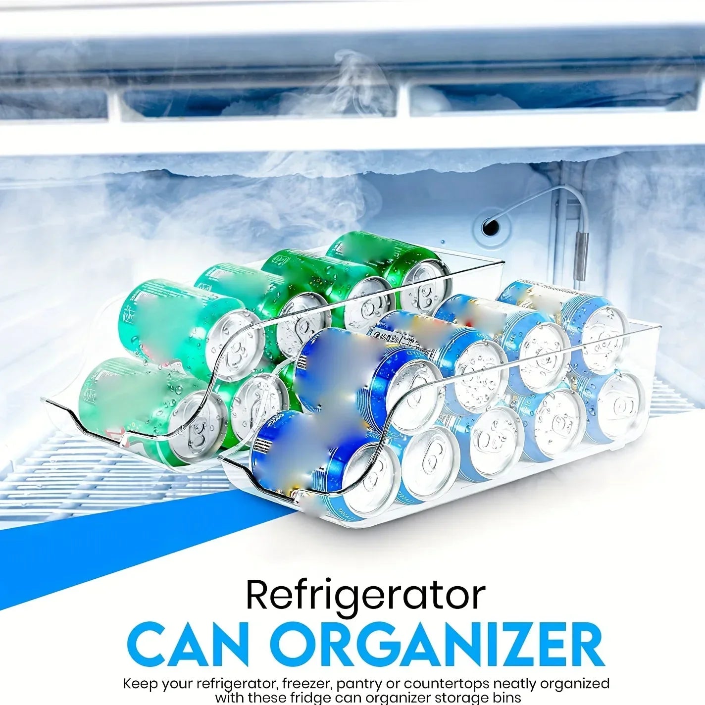 Refrigerator Organizer Bins – Soda Can Dispenser & Auto Rolling Fridge Storage Rack