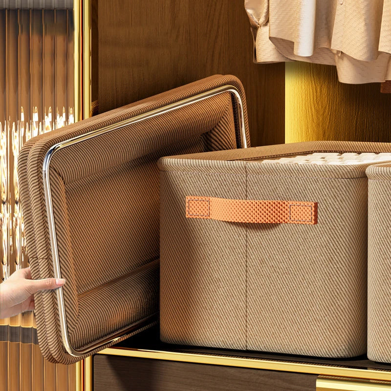 Clothes Storage Organizer Bag – Foldable Non-Woven Wardrobe Box for Pants, Sweaters & Jeans